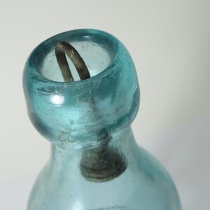 Rare “azule Seltzer Springs” Aqua Glass Hutchinson Bottle W/ Bear Logo ...
