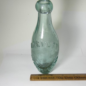 Antique Aqua Glass Bottle: T. Levitt Horncastle Embossed Soda