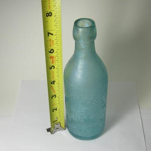 Antique 1888 Quinn & Studer Soda Bottle – Savannah GA – Aqua Blob Top