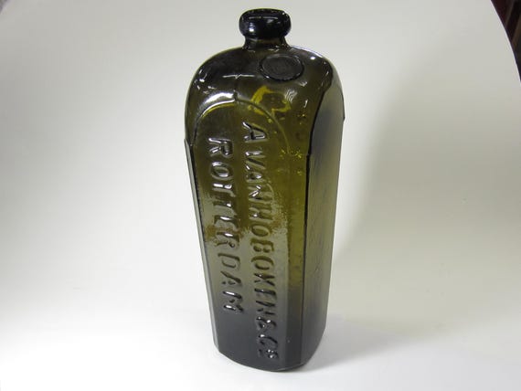 【アンティーク】Avan Hoboken & Co. アンティークジンボトル Antique A. Van Hoboken & Co Gin Bottle: Olive Green Rotterdam