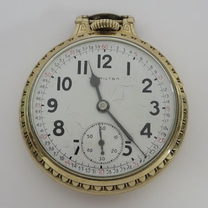 Hamilton 992B Railroad Pocket Watch: 10K Gold-Filled Wadsworth Case, 1950