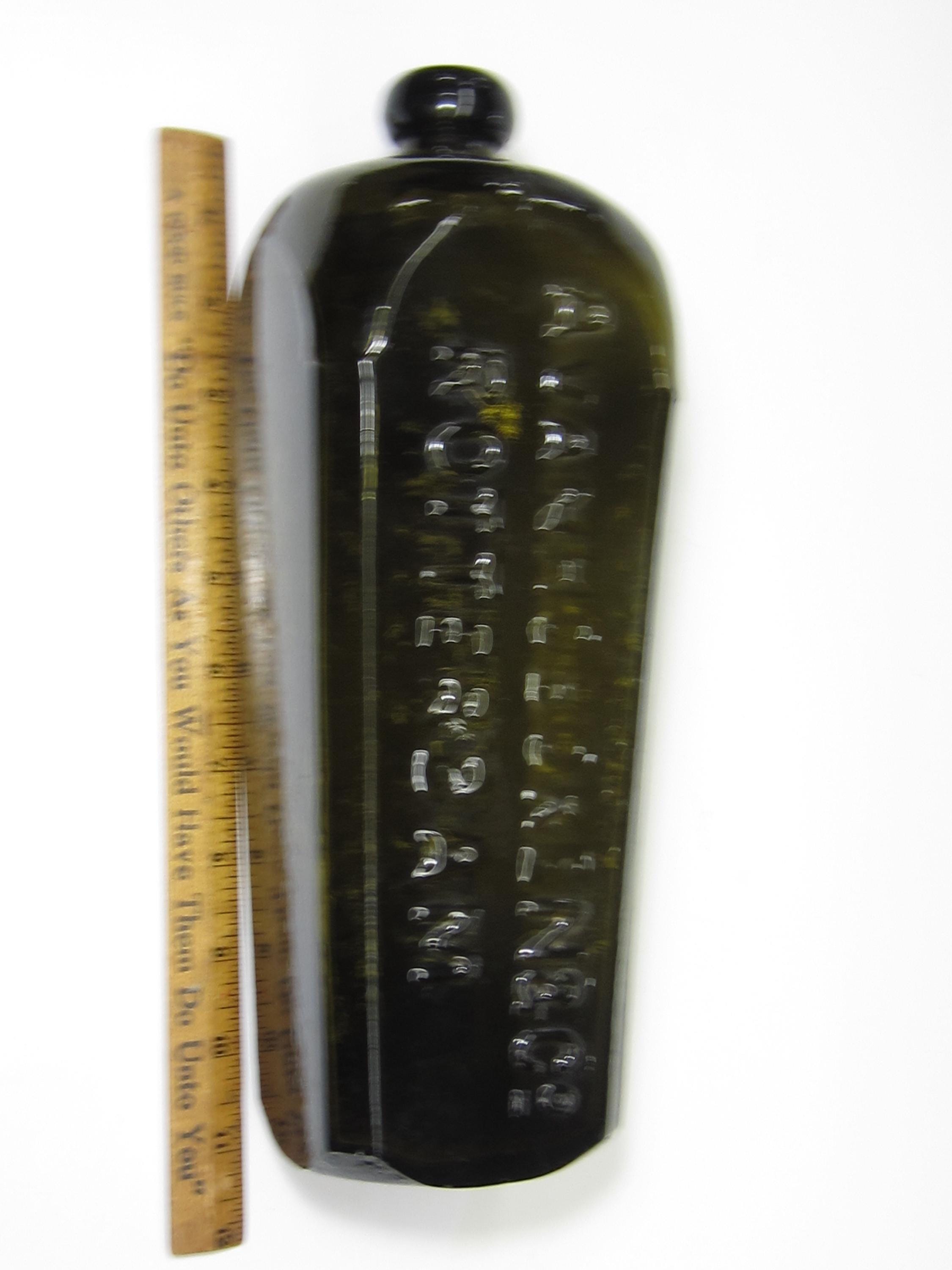 Antique A. Van Hoboken & Co Gin Bottle: Olive Green Rotterdam