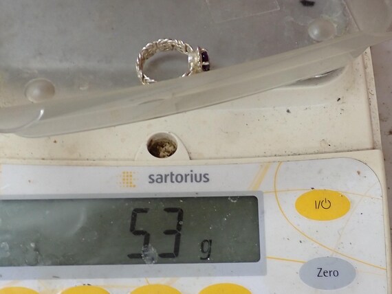 Silver Tone Byzantine Ring, Amethyst Color Gem, R… - image 9