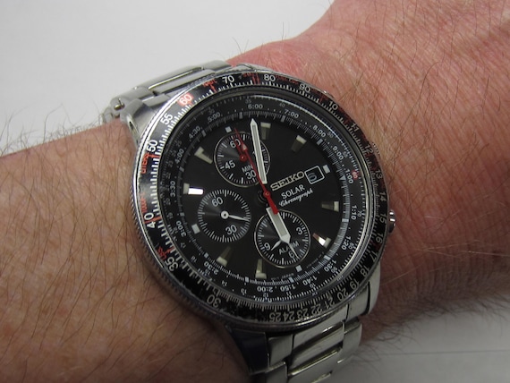 Seiko V172-0AC0 Solar Chronograph Pilot's Watch – Stainless