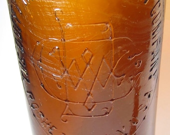 Antique 1886 Duffy's Whiskey Bottle: Rochester NY Amber Glass