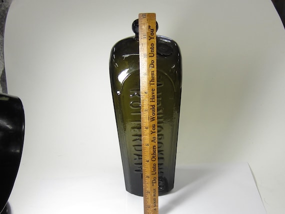 Antique A. Van Hoboken & Co Gin Bottle: Olive Green Rotterdam