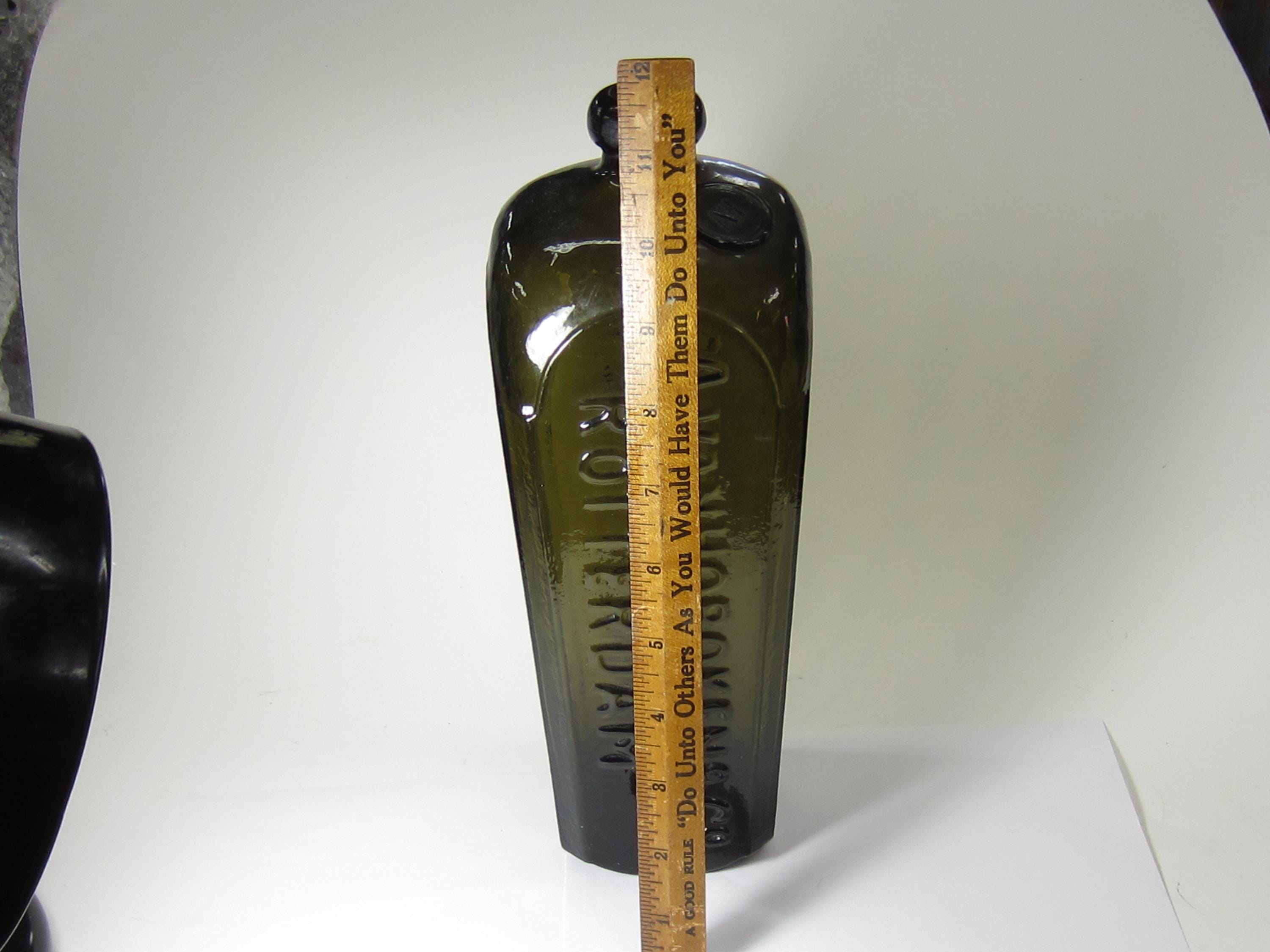 Antique A. Van Hoboken & Co Gin Bottle: Olive Green Rotterdam