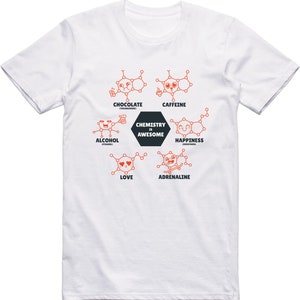 Ciencia Hombres Camiseta Química Molécula Diseño Ajuste Regular 100% Camiseta algodón