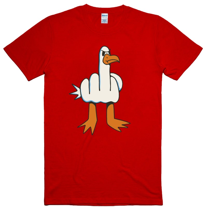 Mens Funny T-Shirt Rude Seagull Design Regular Fit 100% Cotton Tee image 3