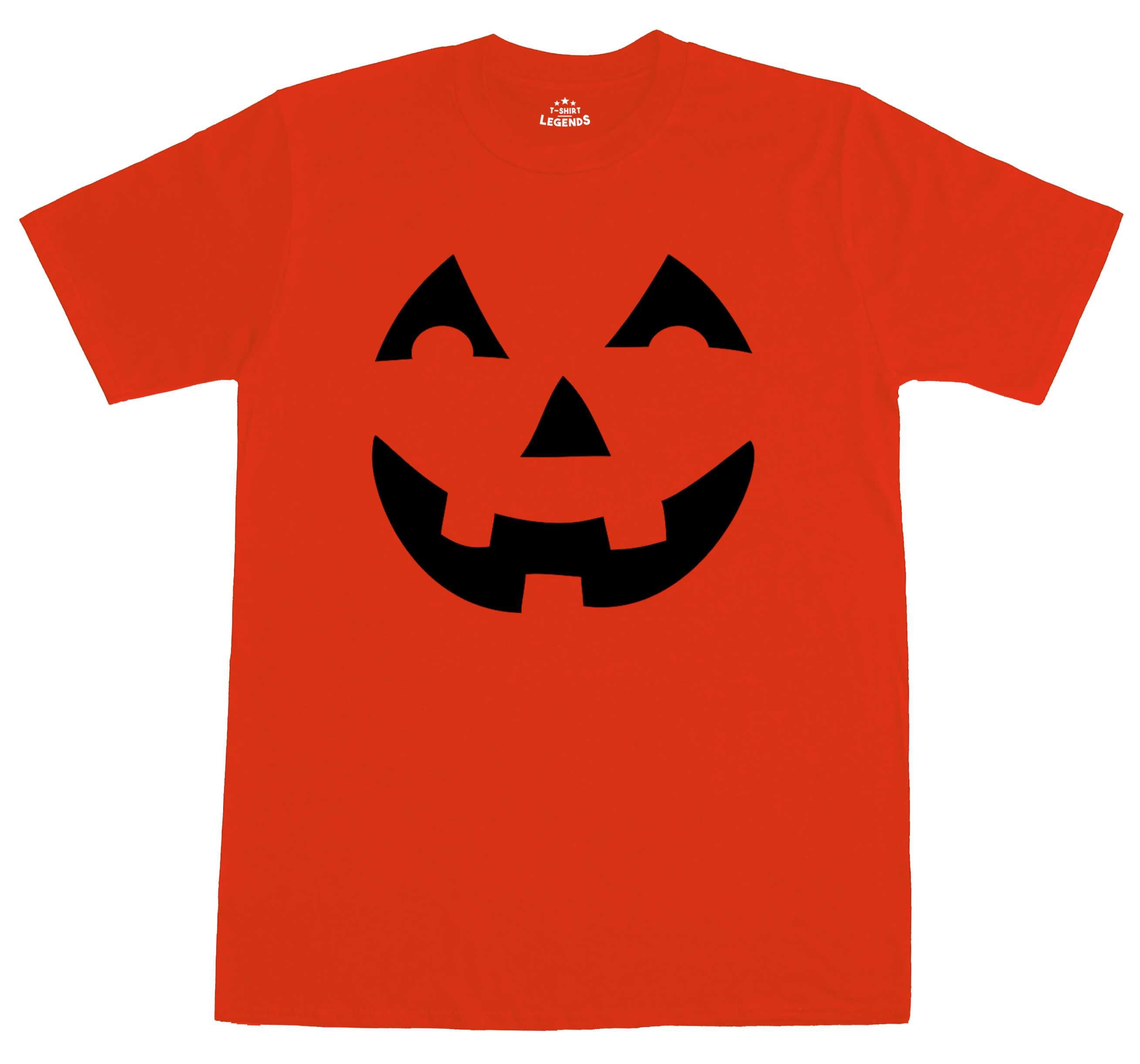 Image of Halloween Pumpkin T Shirt Large Print Cotton Unisex Men Orange Top