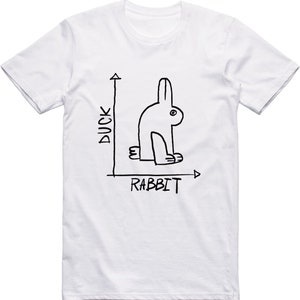 Mens Funny T-Shirt Rabbit Duck Design Regular Fit 100% Cotton Tee