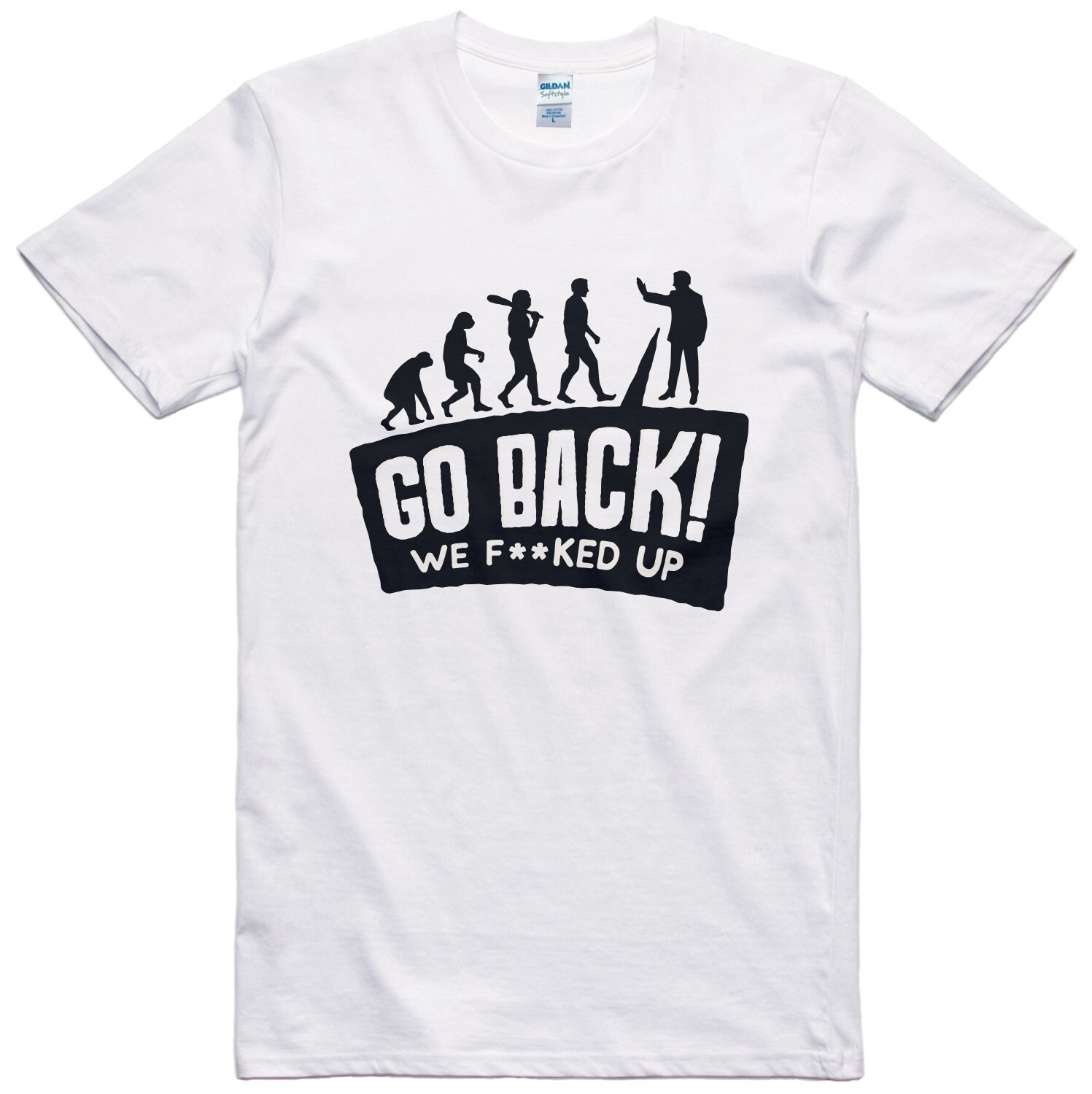 Image of Mens Funny T Shirt Evolution Go Back Design Regular Fit 100% Cotton Tee