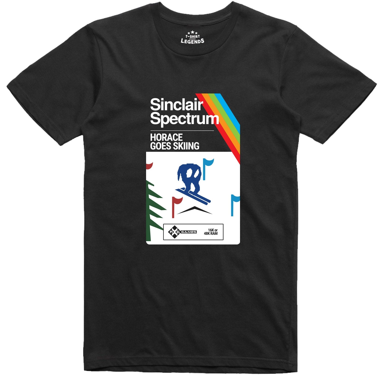 Horace Goes Skiing Mens T Shirt Box Art 8 Bit Officially