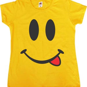 Smiley Face drôle femme Fit jaune Womens T-Shirt
