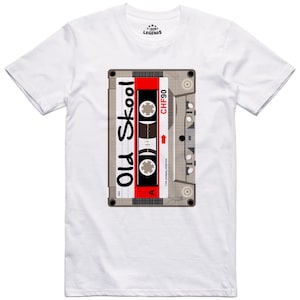 T-shirt da uomo Old Skool C90 Cassette Music Design T-shirt in cotone vestibilità regolare