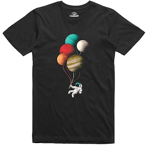 Astronauta Spaceman pianeta palloncini Funny 100% cotone T Shirt