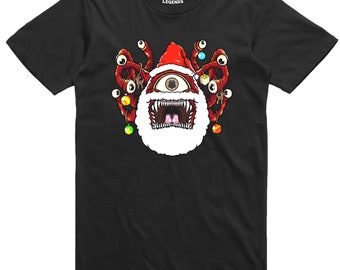 Camiseta navideña divertida de Papá Noel Beholder Dungeons and Dragons Monster Retro