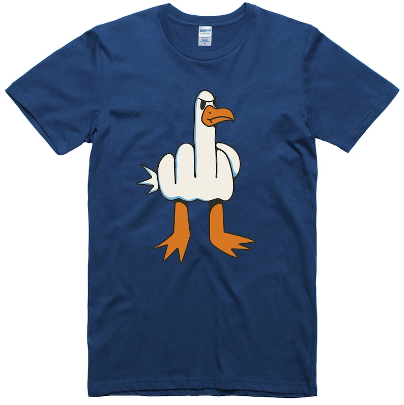 Mens Funny T-Shirt Rude Seagull Design Regular Fit 100% Cotton Tee image 8