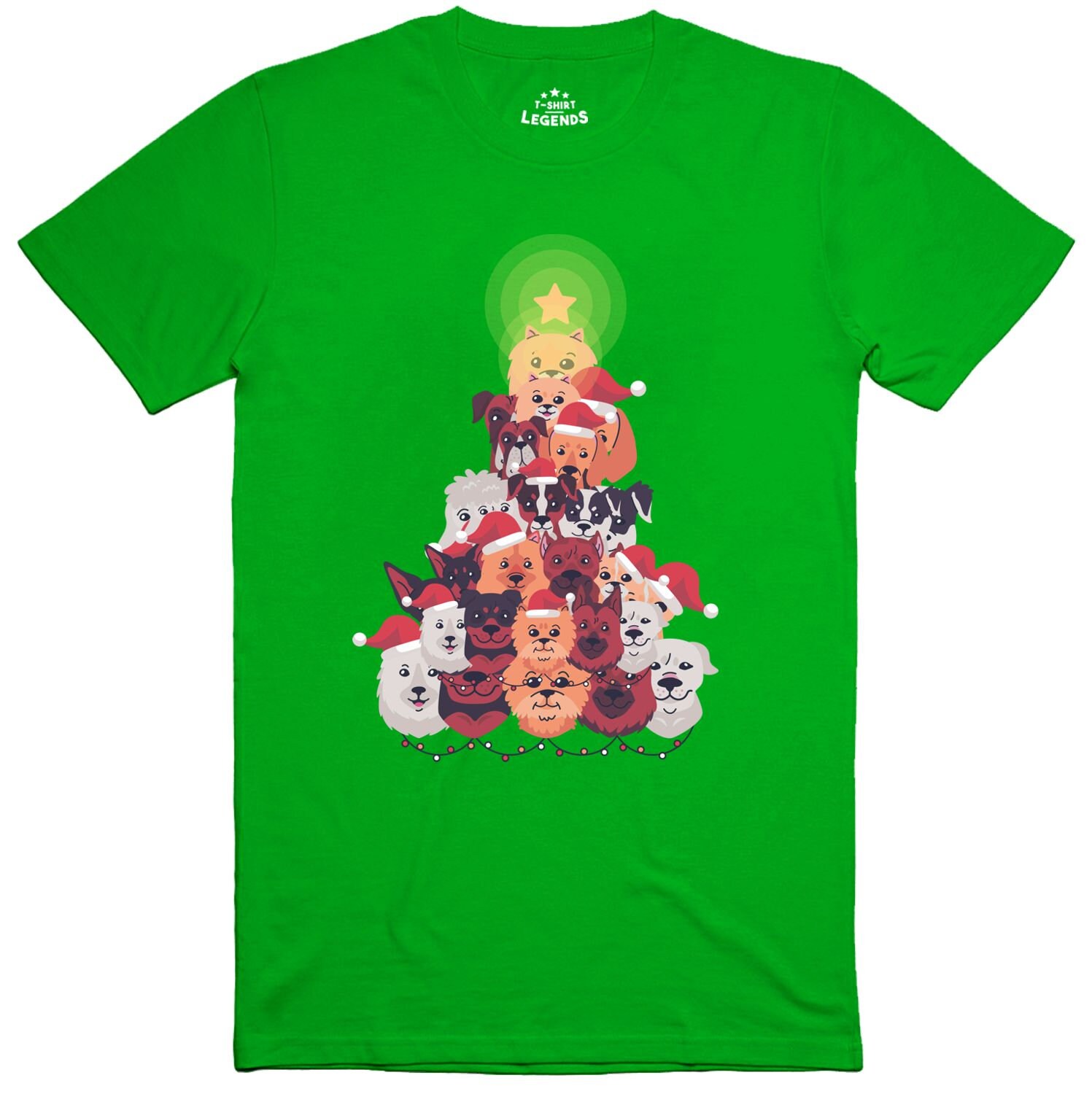 Image of Dog Christmas Tree Design Festive Regular Fit 100% Cotton Funny T Shirt