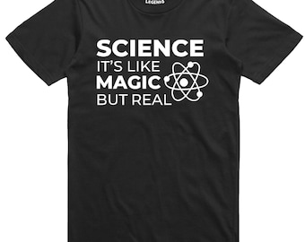 Camiseta divertida para hombre ciencia como la magia pero real geek fit camiseta de algodón