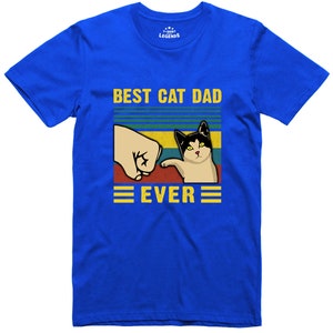 Best Cat Dad Fathers Day Funny Mens T Shirt Regular Fit Gildan Cotton Tee image 6