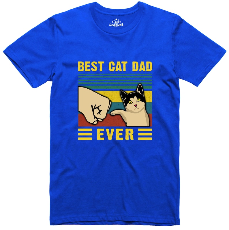 Best Cat Dad Fathers Day Funny Mens T Shirt Regular Fit Gildan Cotton Tee image 6