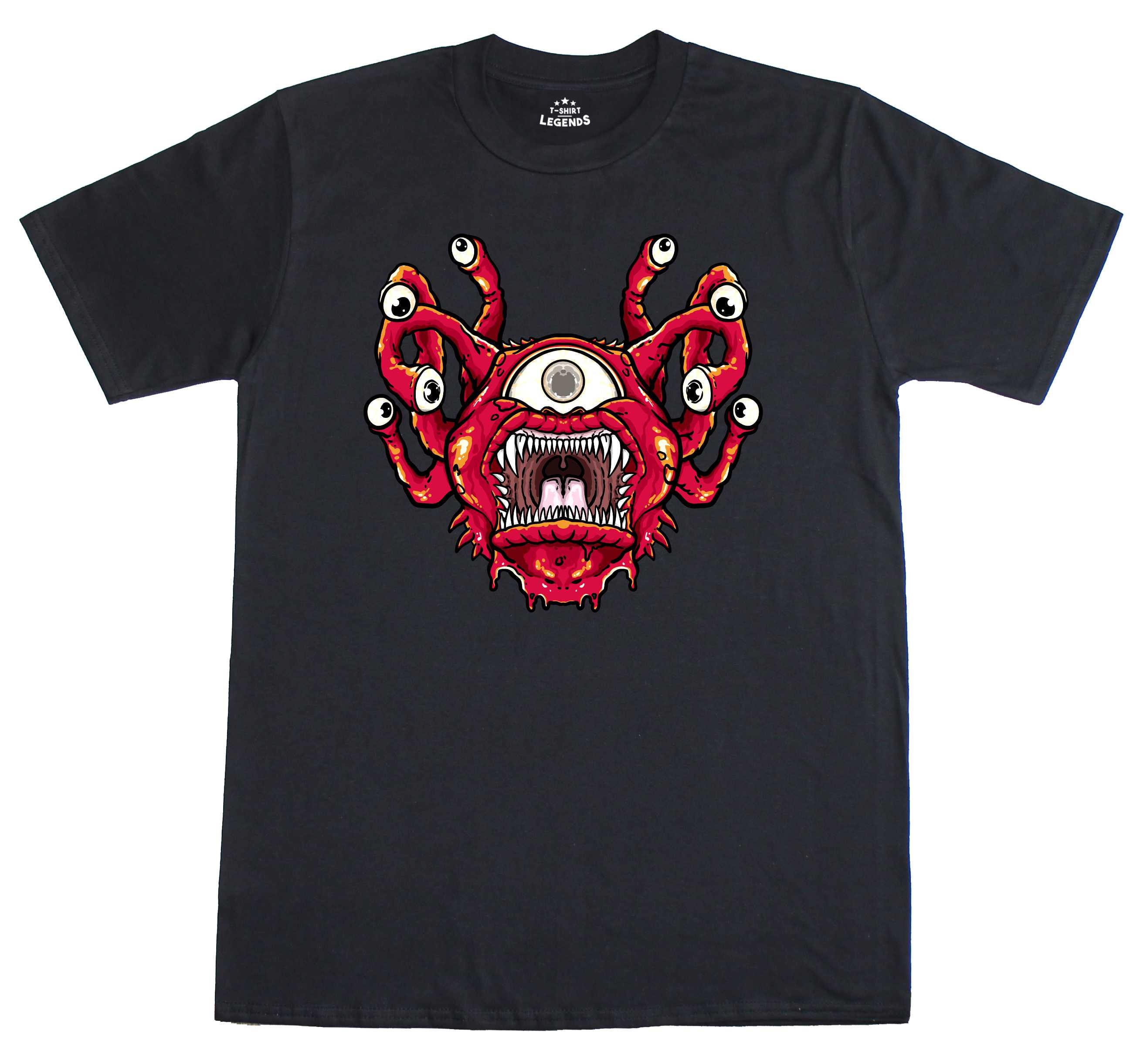 Image of Beholder Dungeons & Dragons Monster Retro Men's Regular Fit Black T Shirt