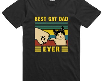 Meilleur chat papa fête des pères drôle hommes t-shirt coupe régulière Gildan coton t-shirt