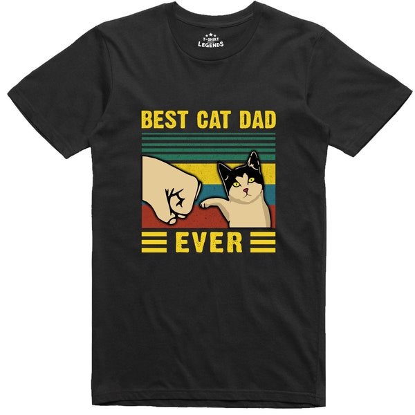 Meilleur chat papa fête des pères drôle hommes t-shirt coupe régulière Gildan coton t-shirt
