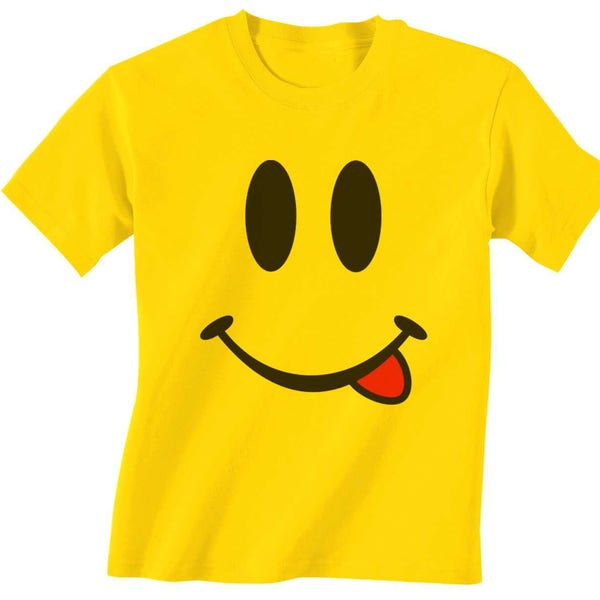 Smiley Face Emoji Funny 100% Coton Unisex Hommes Yellow T Shirt