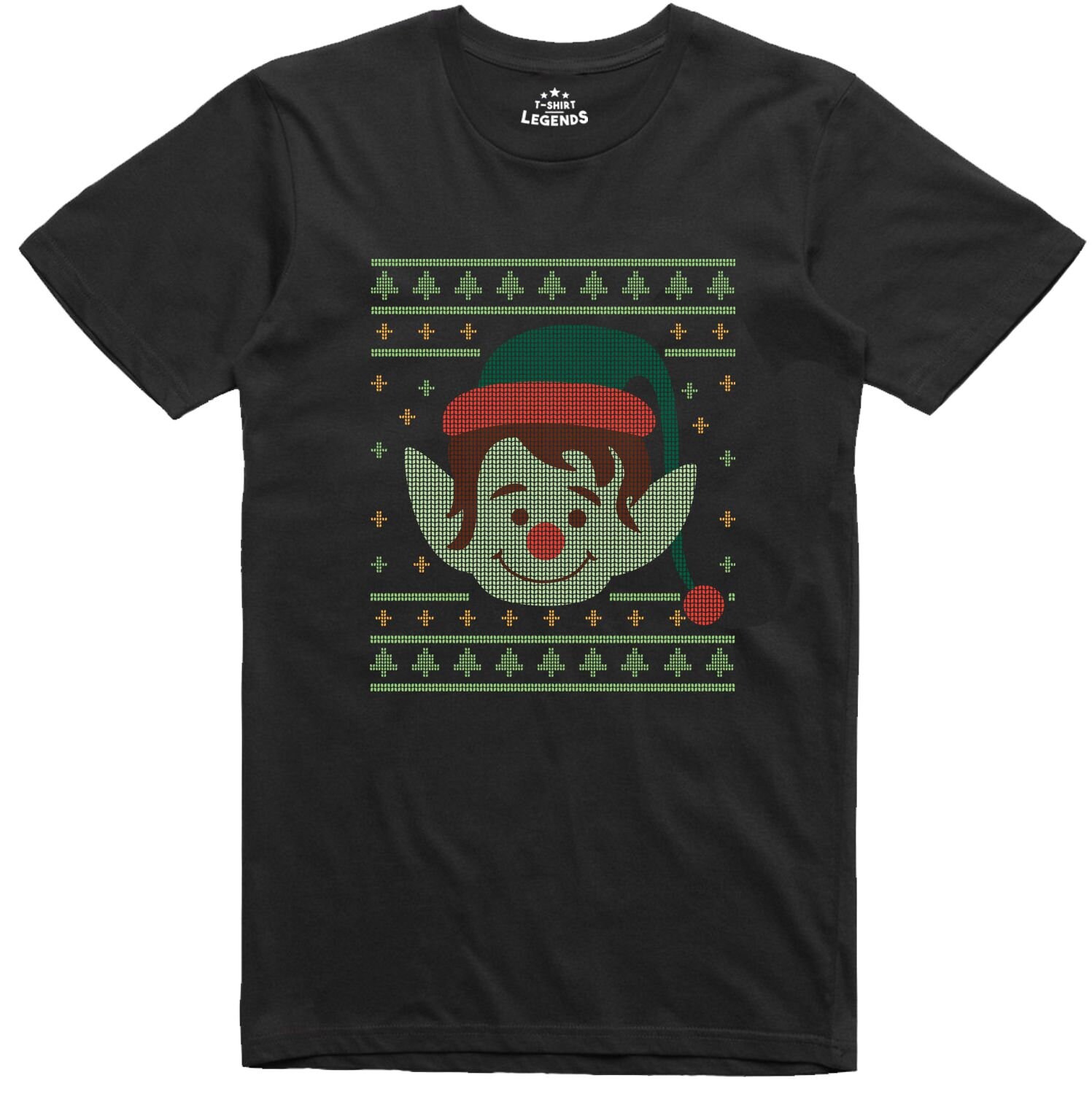 Image of Elf Christmas Jumper Style Festive Regular Fit 100% Cotton Funny T Shirt