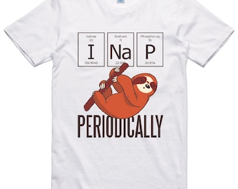 Divertente maglietta unisex Bradipo Elemento periodico Vestibilità regolare T-shirt in cotone 100%.