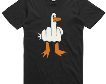 Mens Funny T-Shirt Rude Seagull Design Regular Fit 100% Cotton Tee