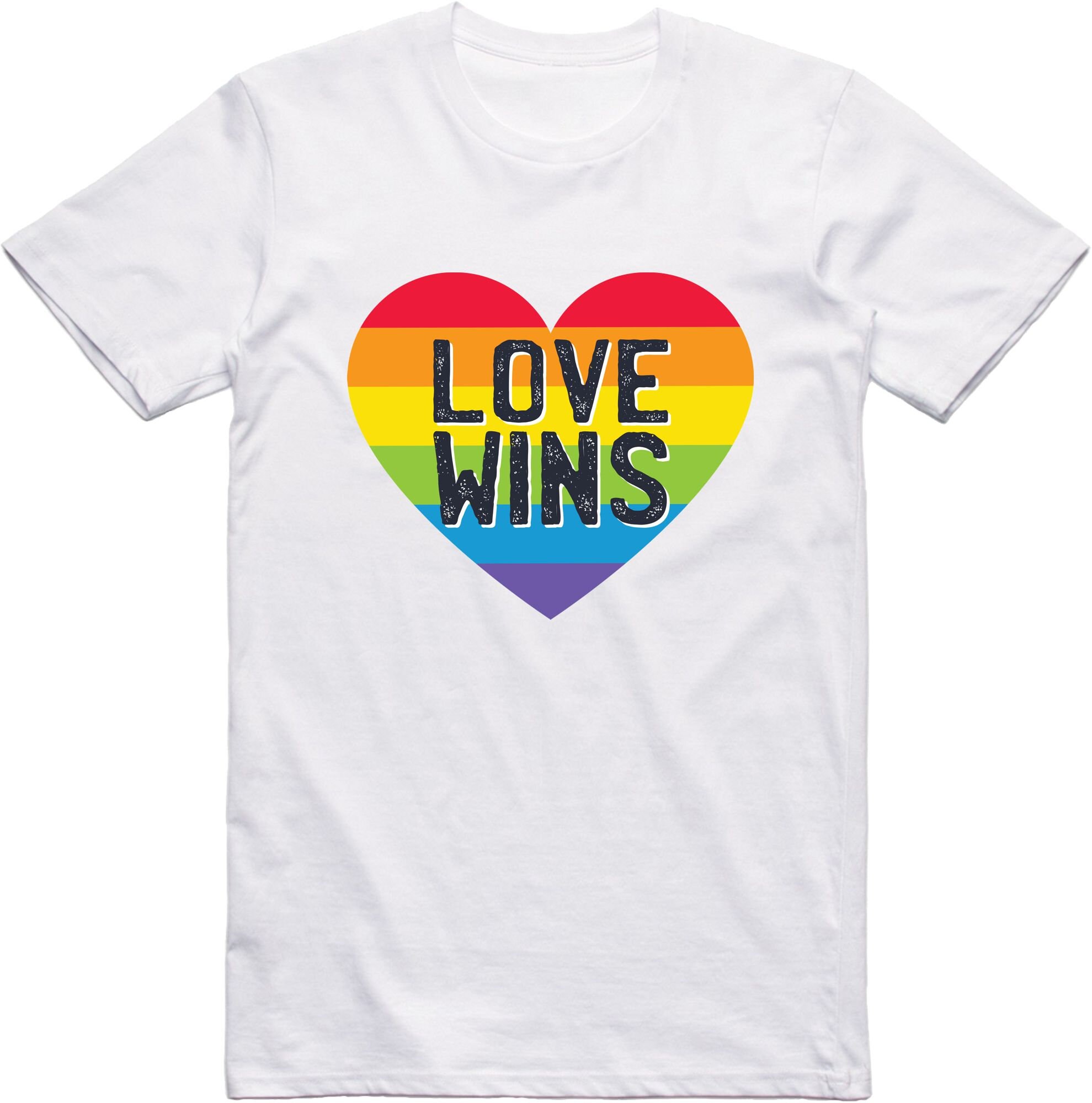 Image of Mens T-Shirt Heart Love Wins Regular Fit 100% Cotton Tee