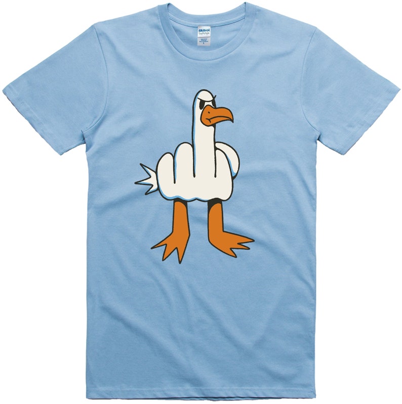 Mens Funny T-Shirt Rude Seagull Design Regular Fit 100% Cotton Tee image 5
