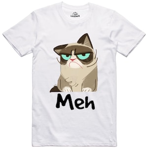 Grumpy Cat "Meh" T-shirt, rolig grafik-tröja