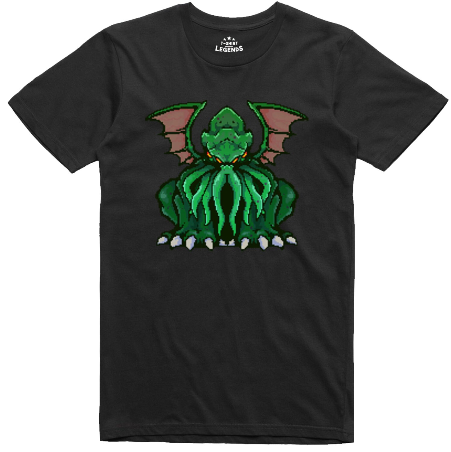 Image of Cthulhu Mens T Shirt Pixel Art Cosmic Entity Rpg Gamer Regular Fit Cotton Tee