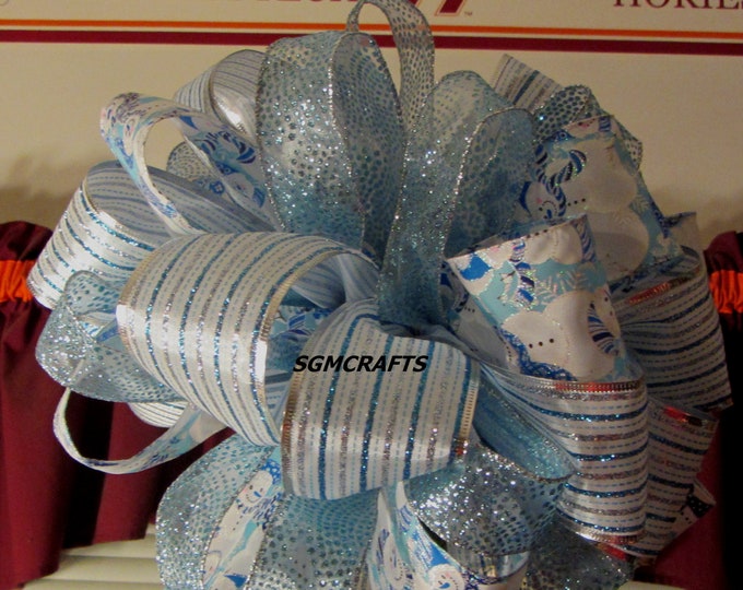 Blue Snowman Christmas Tree Topper Bow Snowman Tree Topper Etsy