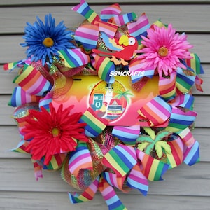 Key West Wreath Beach Wreath Tropical Wreath Seashore Wreath Rainbow Wreath Key West Decor Beach Decor Tropical Decor Summer Wreath