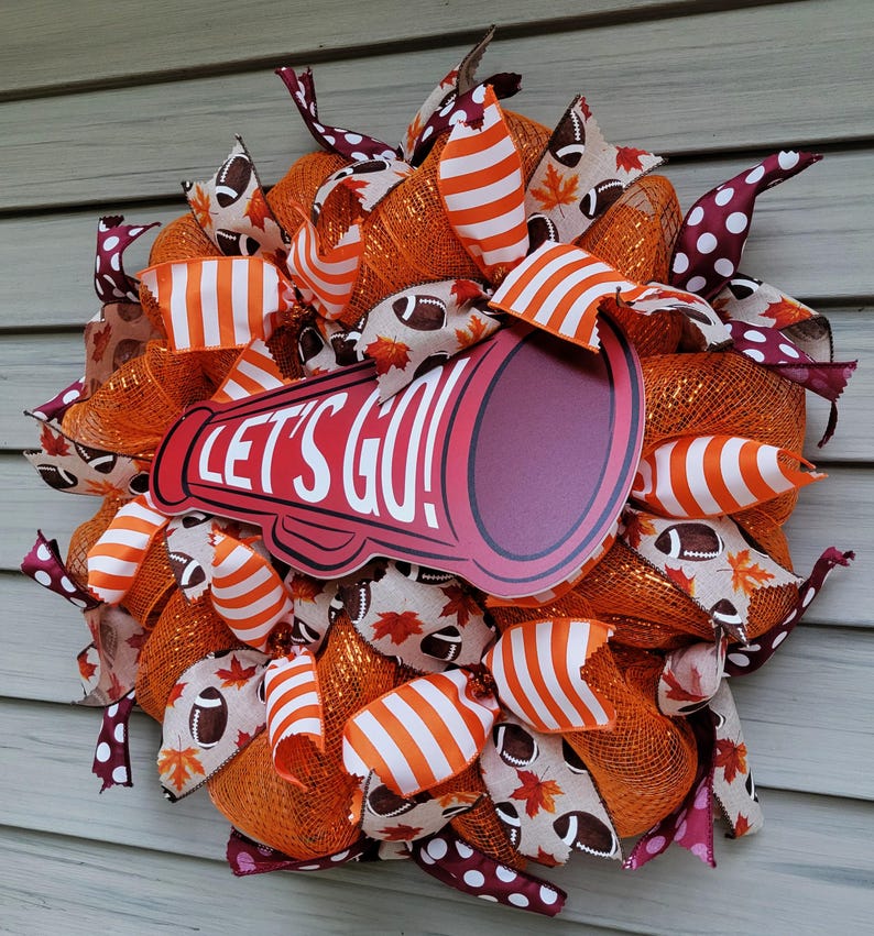 Virginia Tech Deco Mesh Wreath Lets Go Wreath VT Wreath VT Decor ...