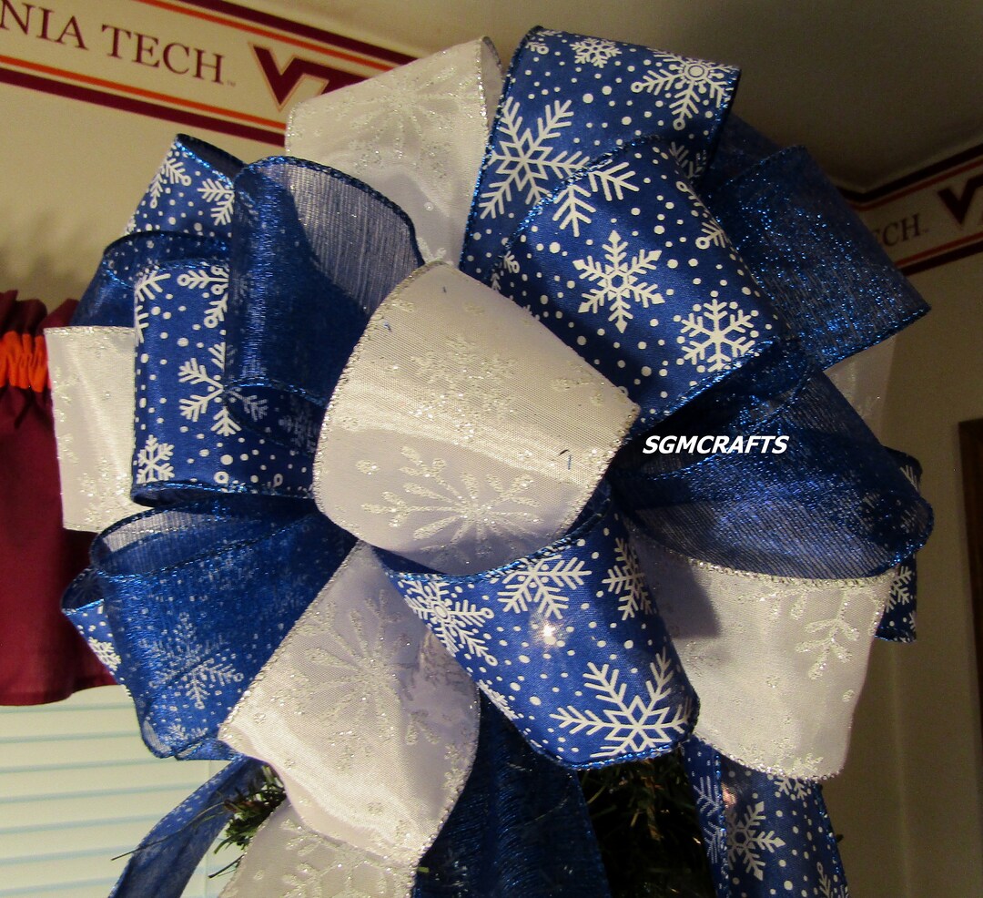 Royal Blue and White Snowflake Christmas Tree Topper Christmas Etsy