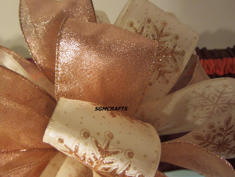 Blush Pink Snowflake Wired Ribbon Christmas Tree Topper Bow - Etsy