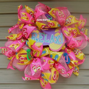 Flip Flop Beach Wreath Flip Flop Wreath Summer Beach Wreath Tropical Wreath Key West Wreath Beach Decor Summer Wreath Spring Wreath
