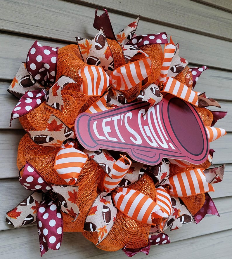 Virginia Tech Deco Mesh Wreath Lets Go Wreath VT Wreath VT Decor ...