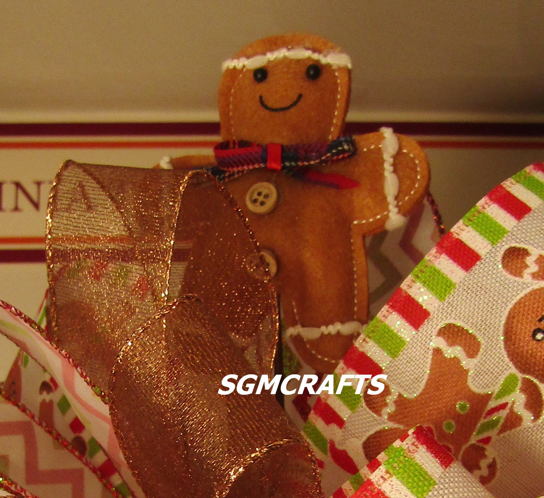 Gingerbread Man Tree Topper Bow Gingerbread Man Christmas Tree Etsy