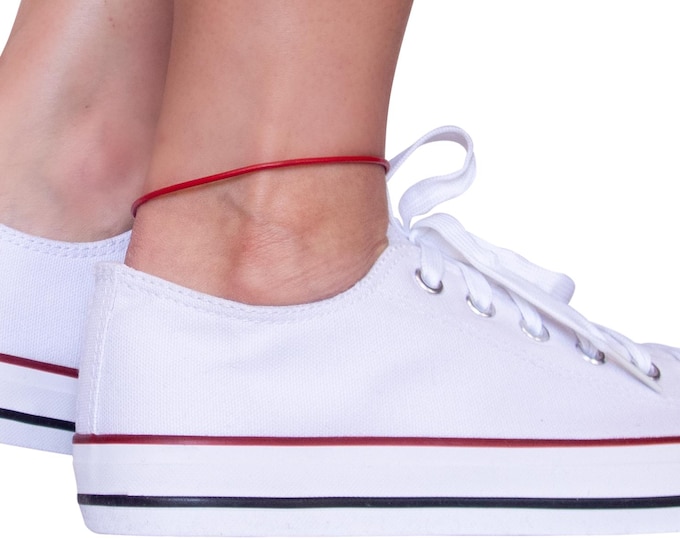 Leather Cord Anklets. Ankle Bracelet for Men with Clasp. Long Red Anklet Large. Genuine Leather Ankle Bracelets for Men Women Surfer Jewelry