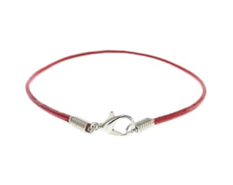 Mens Leather Rope Bracelet. Men's Leather Bracelet Thin Red Cord. Mens Leather Bracelet Unique. For Couples. For S to XL Wrist. 2mm