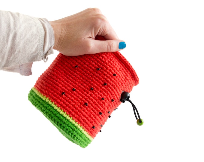 Chalk Bag Watermelon. Fruit Chalkbag Handmade. Crochet Rock Climbing Unique Chalk Bag. Climbing Chalk Bag. Fair Trade, XL Size