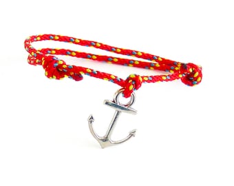 Beach Themed Bracelet, Friendship Life Rope Mens Jewelry, Cute Anchor Ocean Style String Bracelet. 2mm