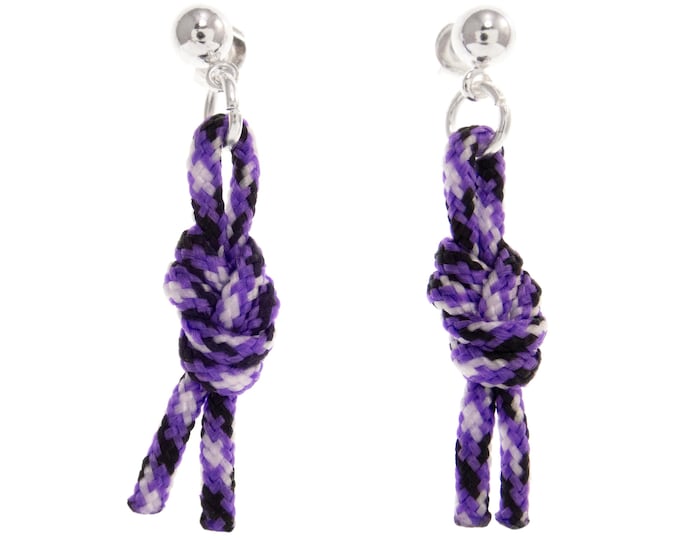 Rope Studs. Knot Dangling Earrings, Twisted Figure 8 Jewelry. Rock Climbing Dangle Drop Earrings of Rope Chain & Figure Eight Infinity Knot